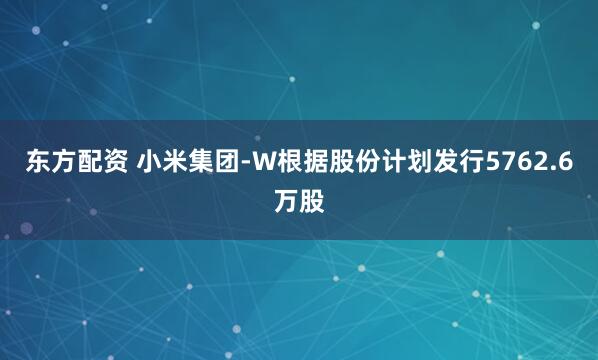 东方配资 小米集团-W根据股份计划发行5762.6万股