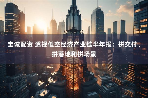 宝诚配资 透视低空经济产业链半年报：拼交付、拼落地和拼场景